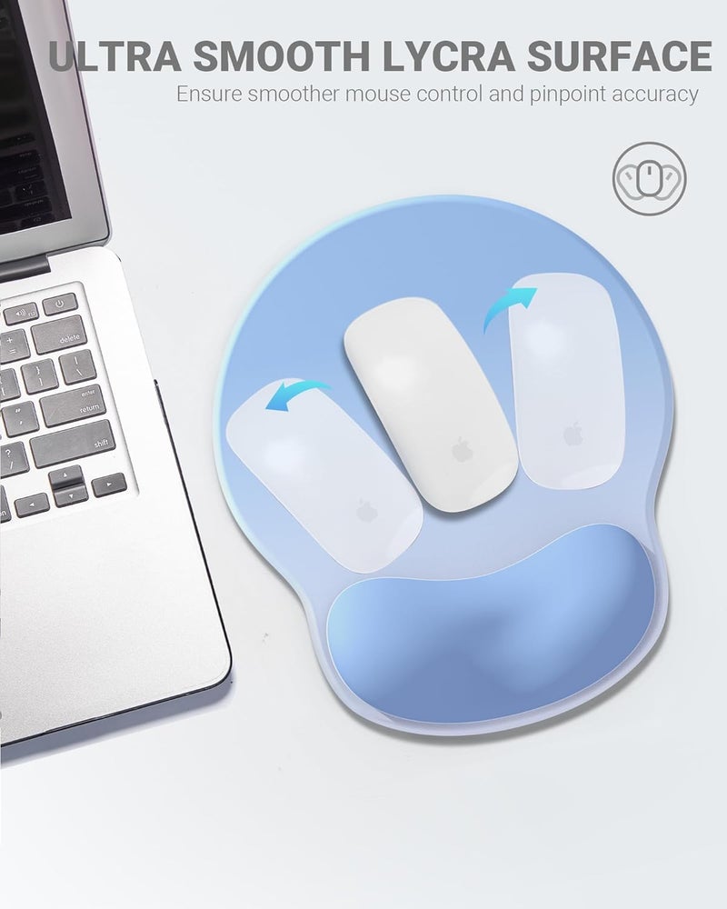 Laborio Ergonomic Mouse Pad Wrist Support, Comfortable Mouse Pad Wrist Rest, Relieve Wrist Pain Gel Mouse pad, Non-Slip Rubber Base Mousepad for Laptop, Computer(Gradient Blue) - Image 5